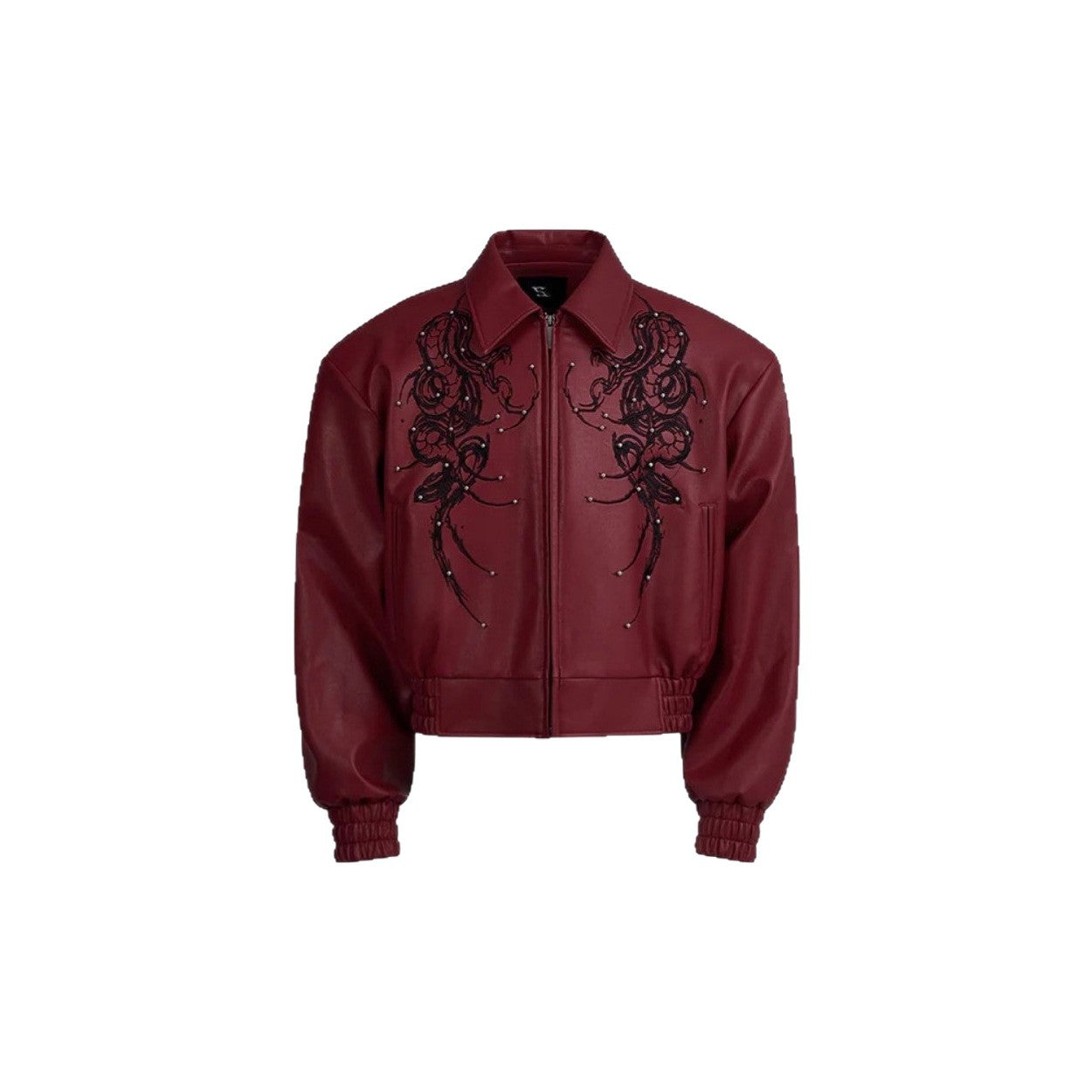 High Street Metallic Tack Decorative Pu Leather Coat