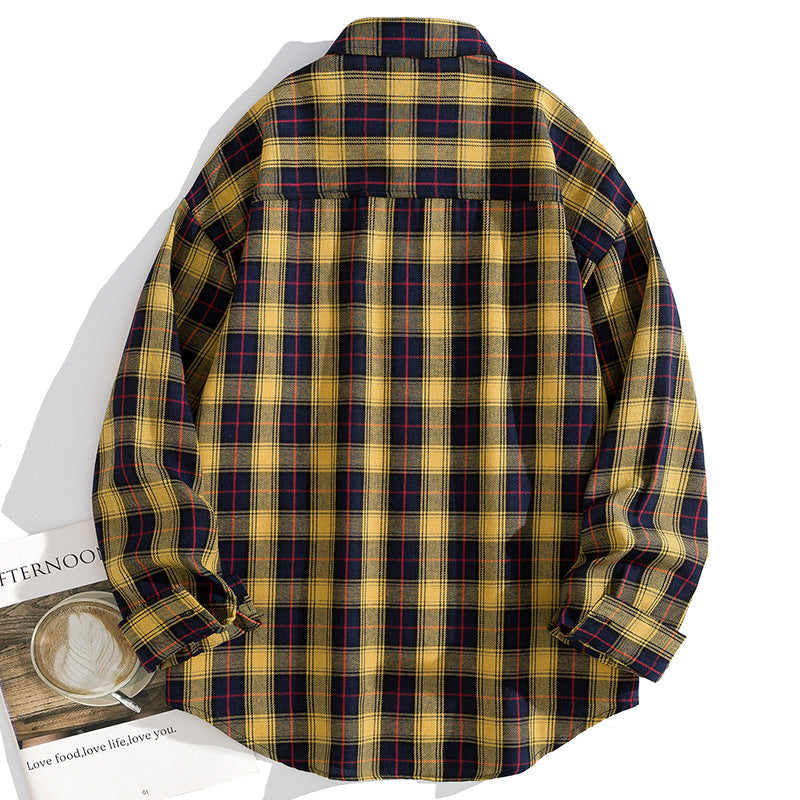 Men's Casual And Loose Plaid Casual Long-sleeve Shirt