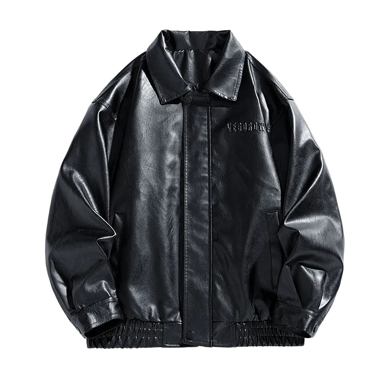 Loose Lapel American Trendy Brand Retro Motorcycle PU Leather Jacket