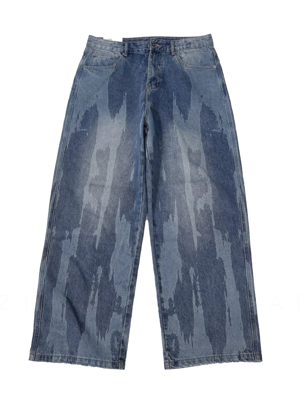 American-style Relaxed Straight-leg Washed Denim Jeans