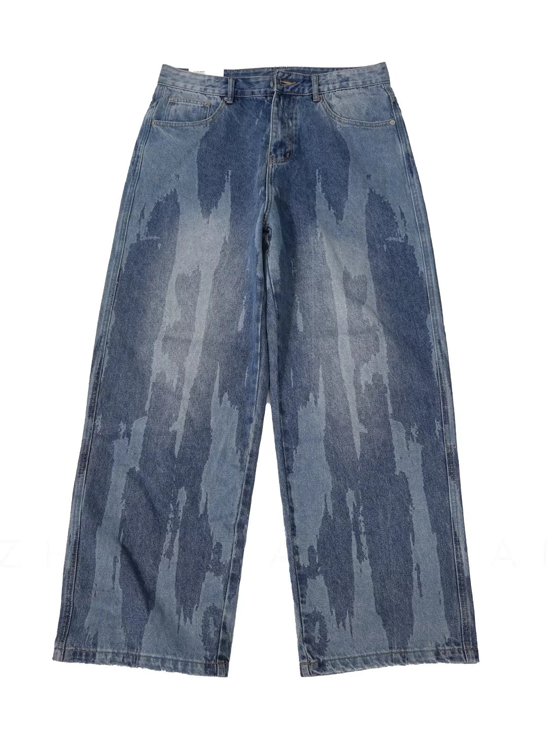 American-style Relaxed Straight-leg Washed Denim Jeans