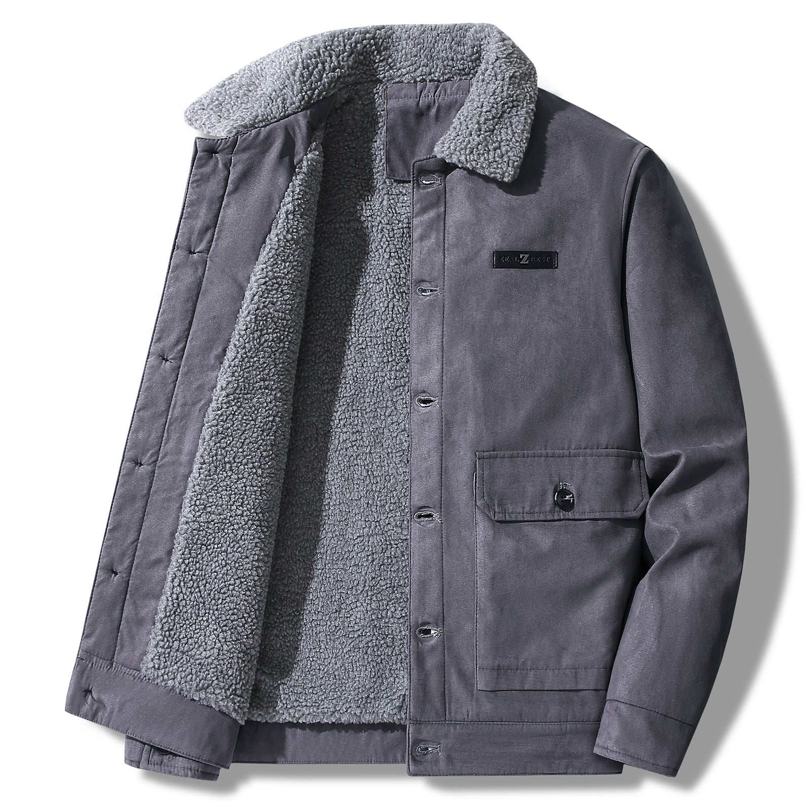 Men's Suede Collar Fleece-lined Thickened Jacket