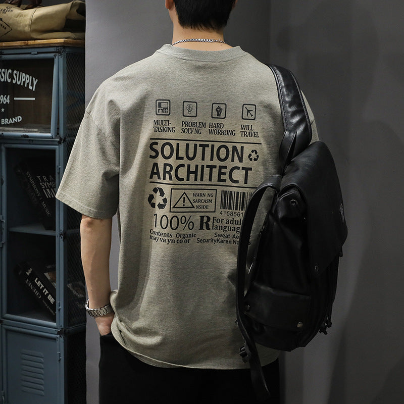 Retro Washed-print Short-sleeve T-shirt