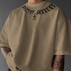 Oversized T-shirt With Eye-catching Letter Print For Breathability