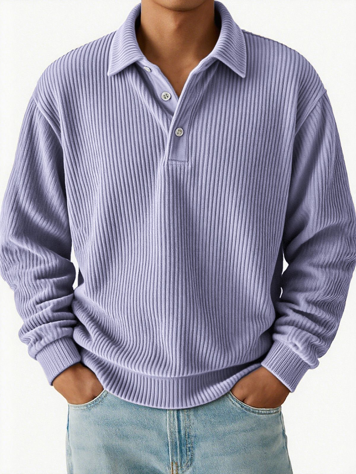 New Solid-color Slightly Mature Casual Corduroy Striped Vintage Top