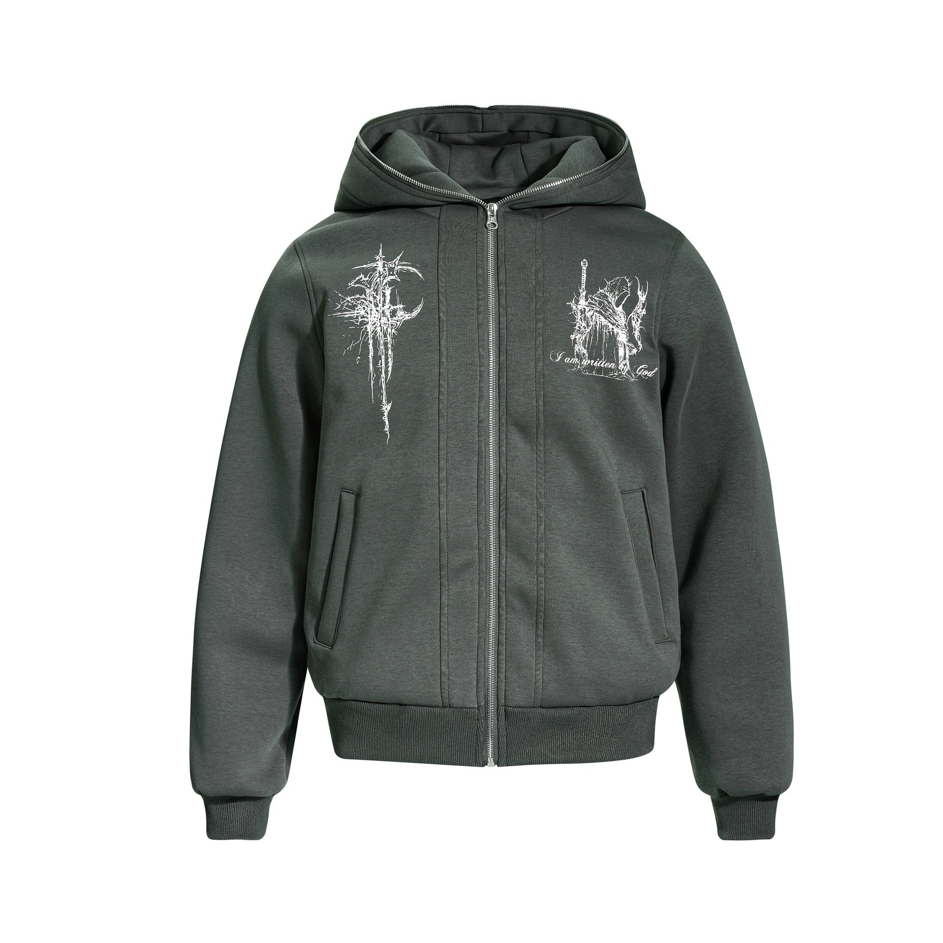 American-style Design Printed Zippered Long-sleeve Sweatshirt