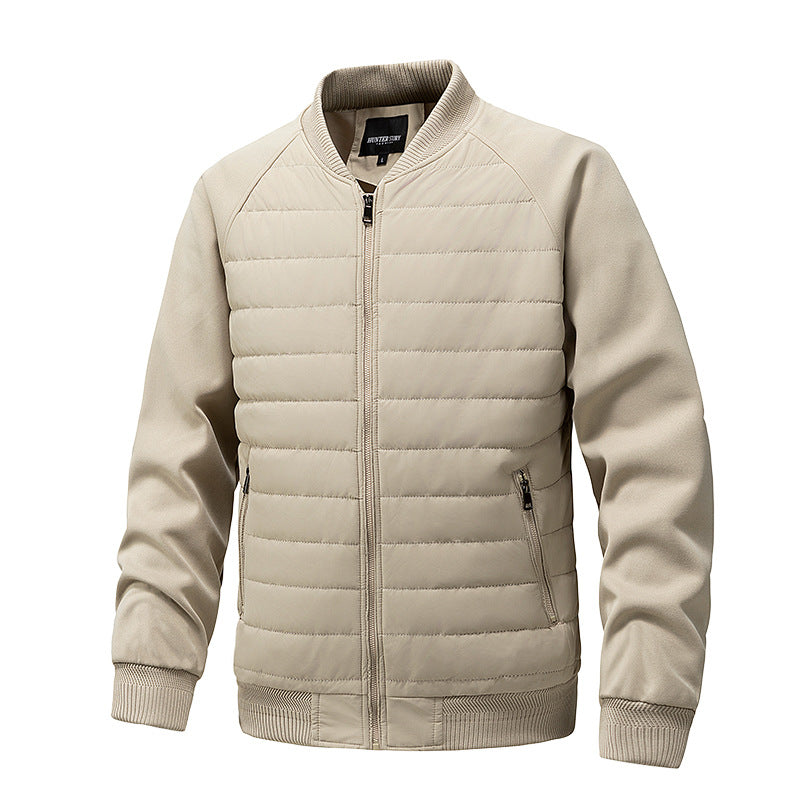 Baseball Collar Color-blocked Cotton-padded Jacket For Men