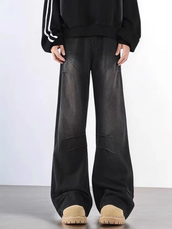 Mens New Vintage American-Style Deconstructed Flared Jeans