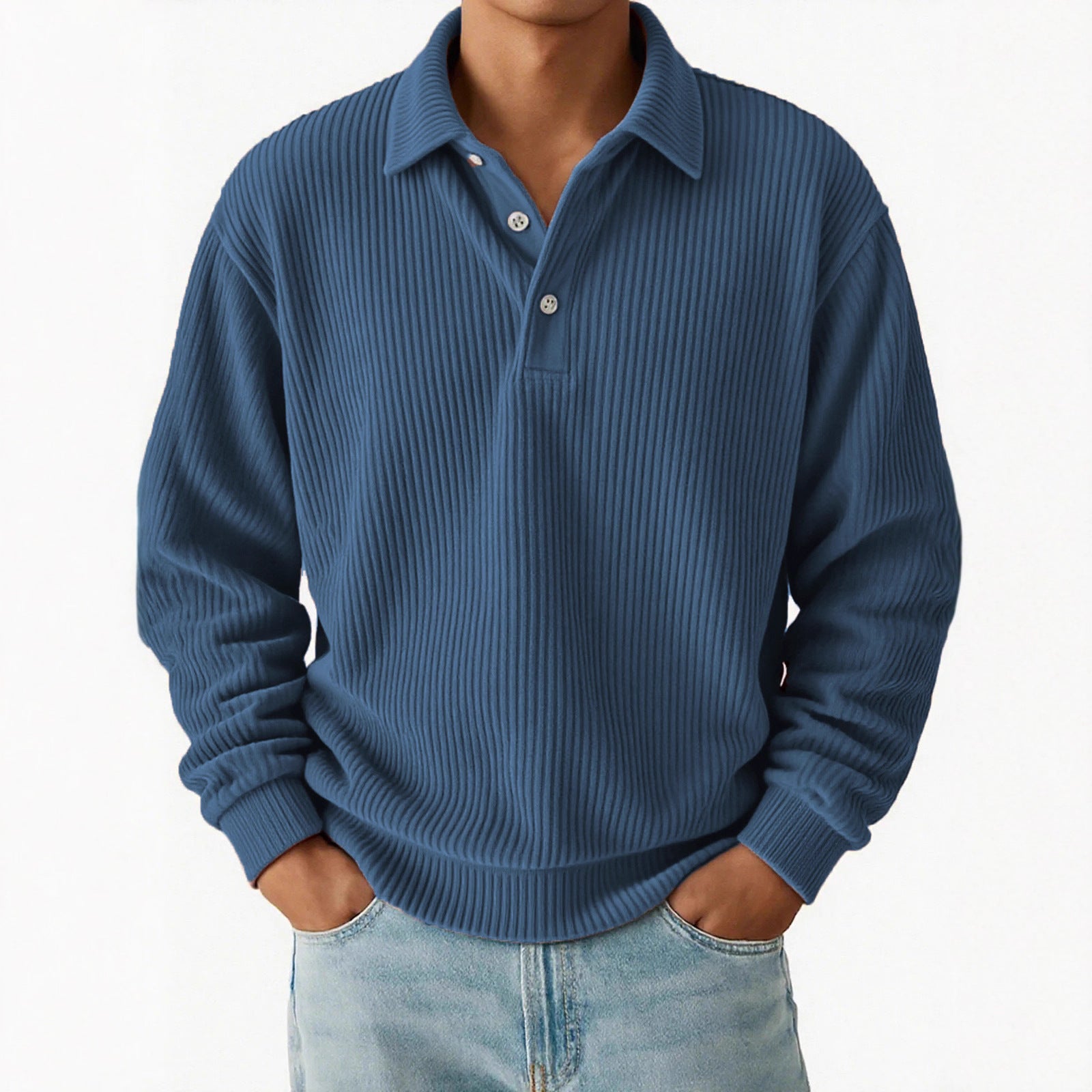 New Solid-color Slightly Mature Casual Corduroy Striped Vintage Top