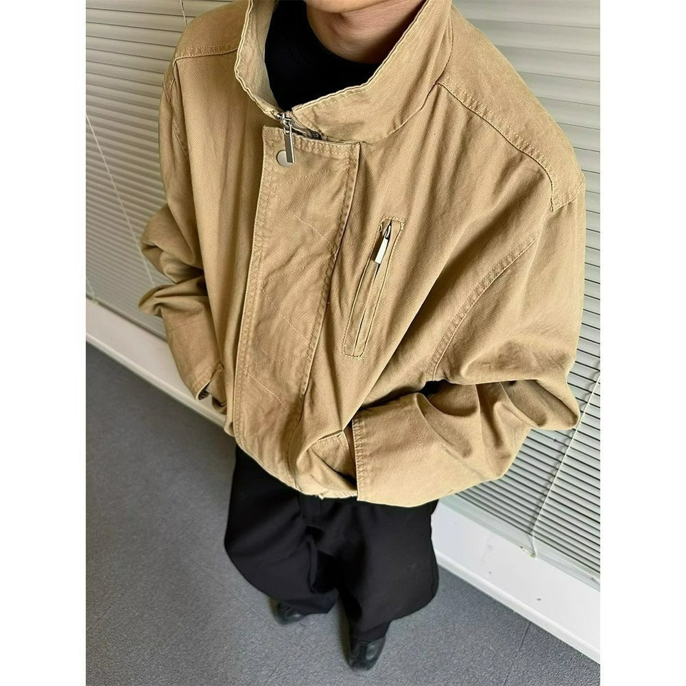 Stand Collar Short Vintage Work Jacket