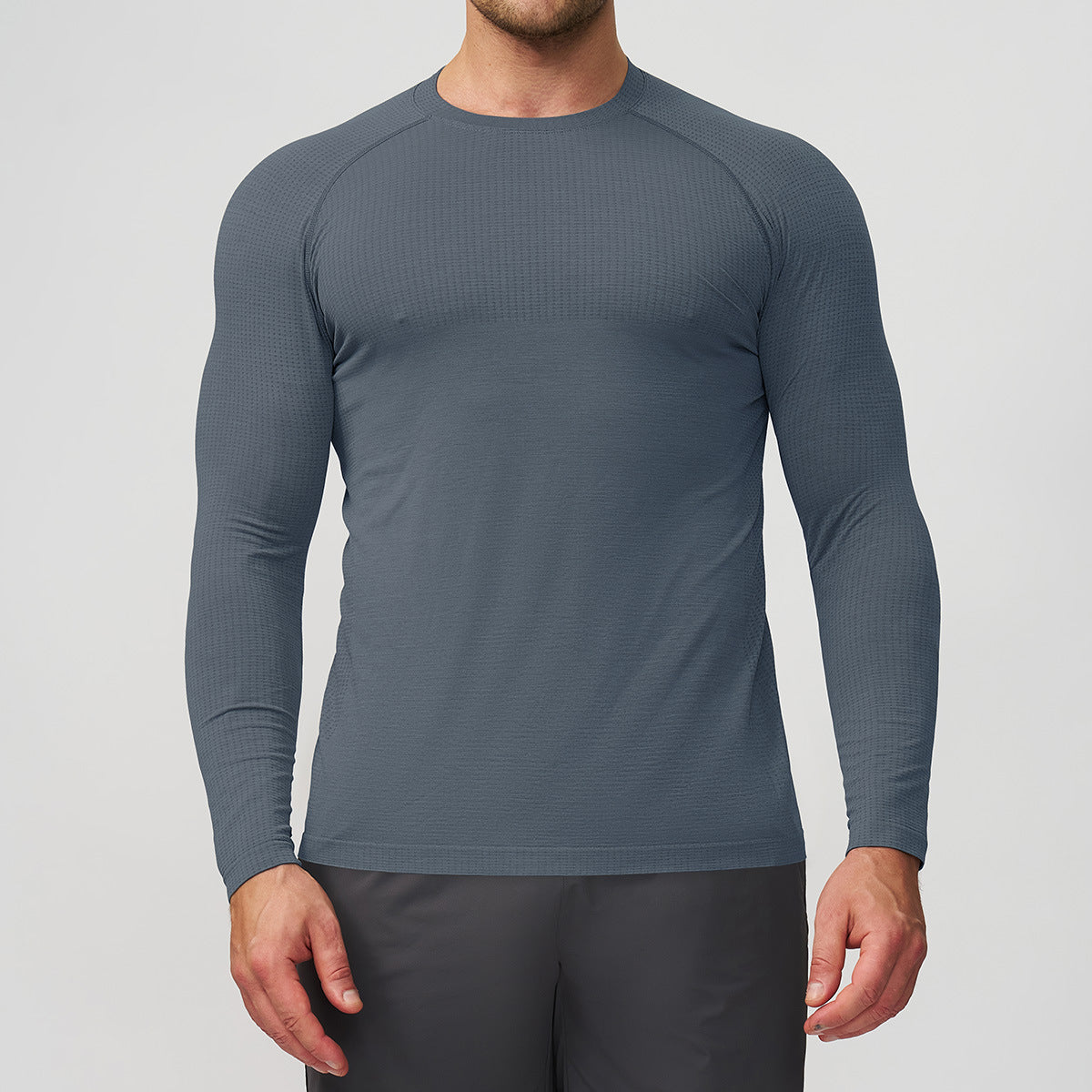 Mens Quick-Dry Breathable Long-Sleeve Sports And Fitness T-Shirt