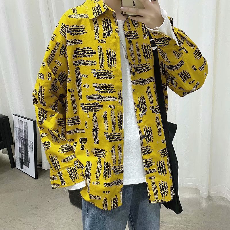 Men's Loose Casual Print Long-sleeve Shirt Jacket