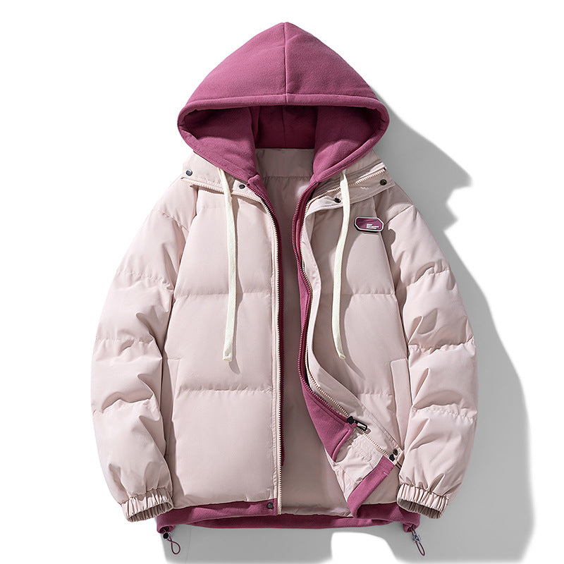 Fake Two-piece Cotton-padded Coat Thickened Hooded Warm Jacket