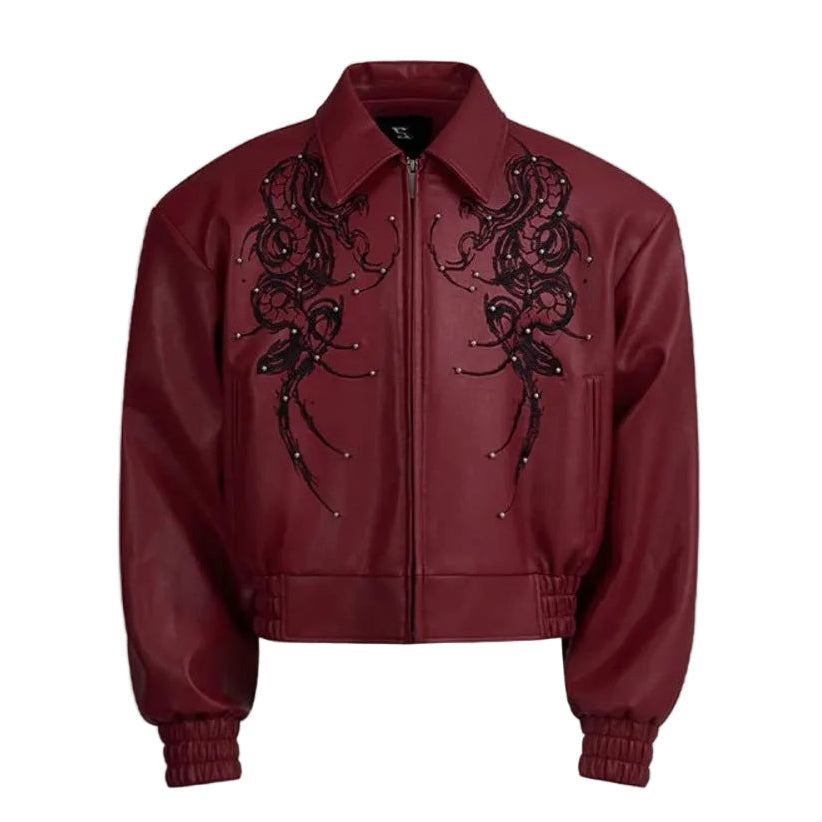 High Street Metallic Tack Decorative Pu Leather Coat