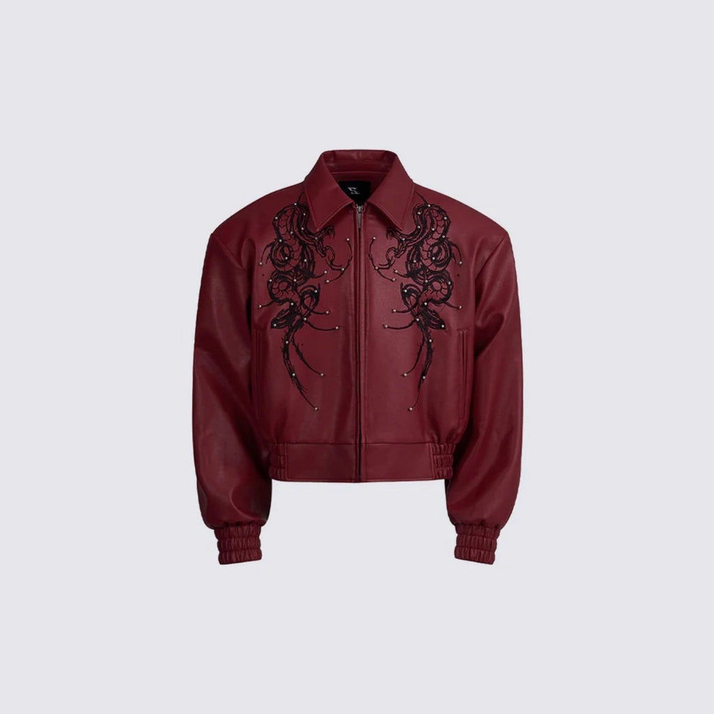 High Street Metallic Tack Decorative Pu Leather Coat