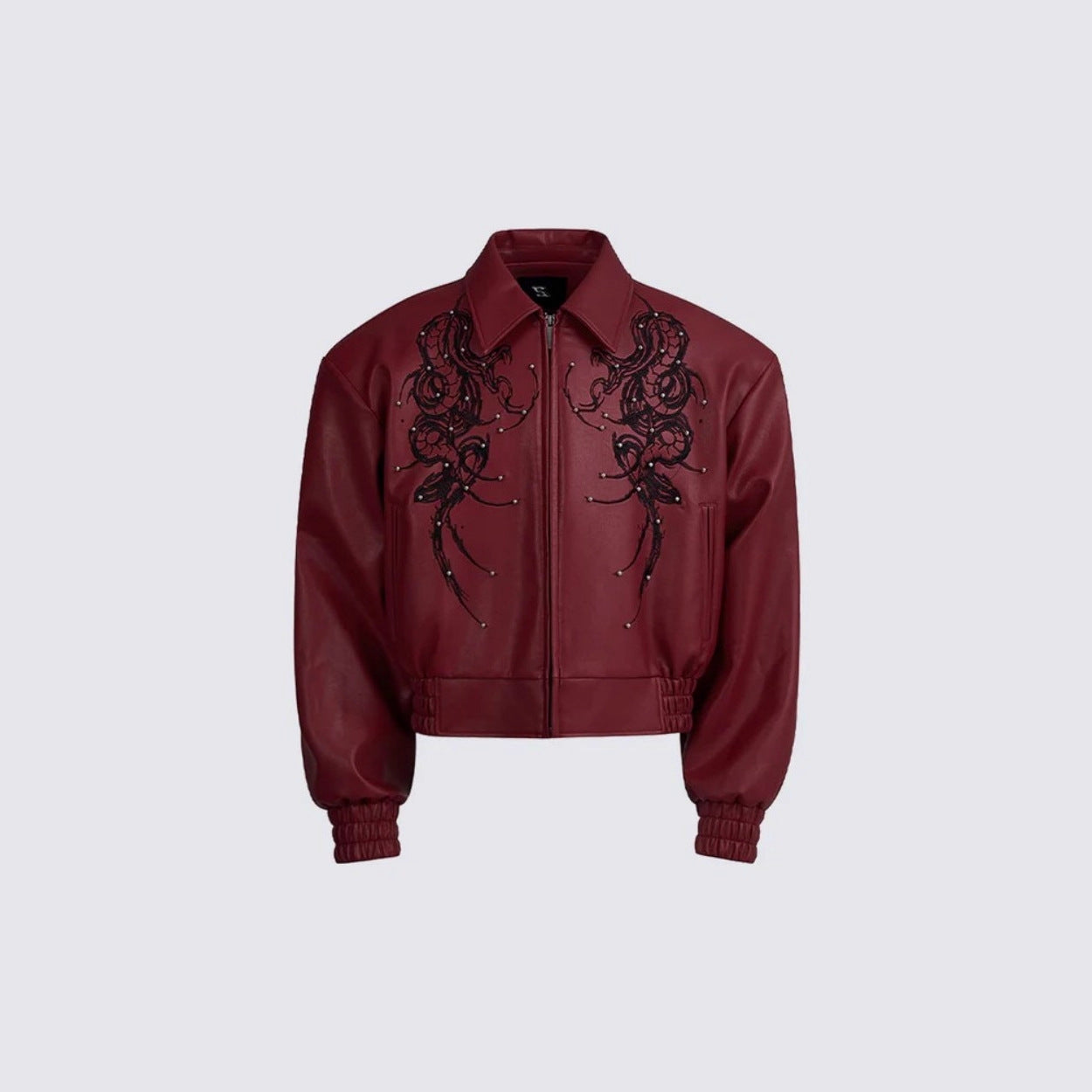 High Street Metallic Tack Decorative Pu Leather Coat