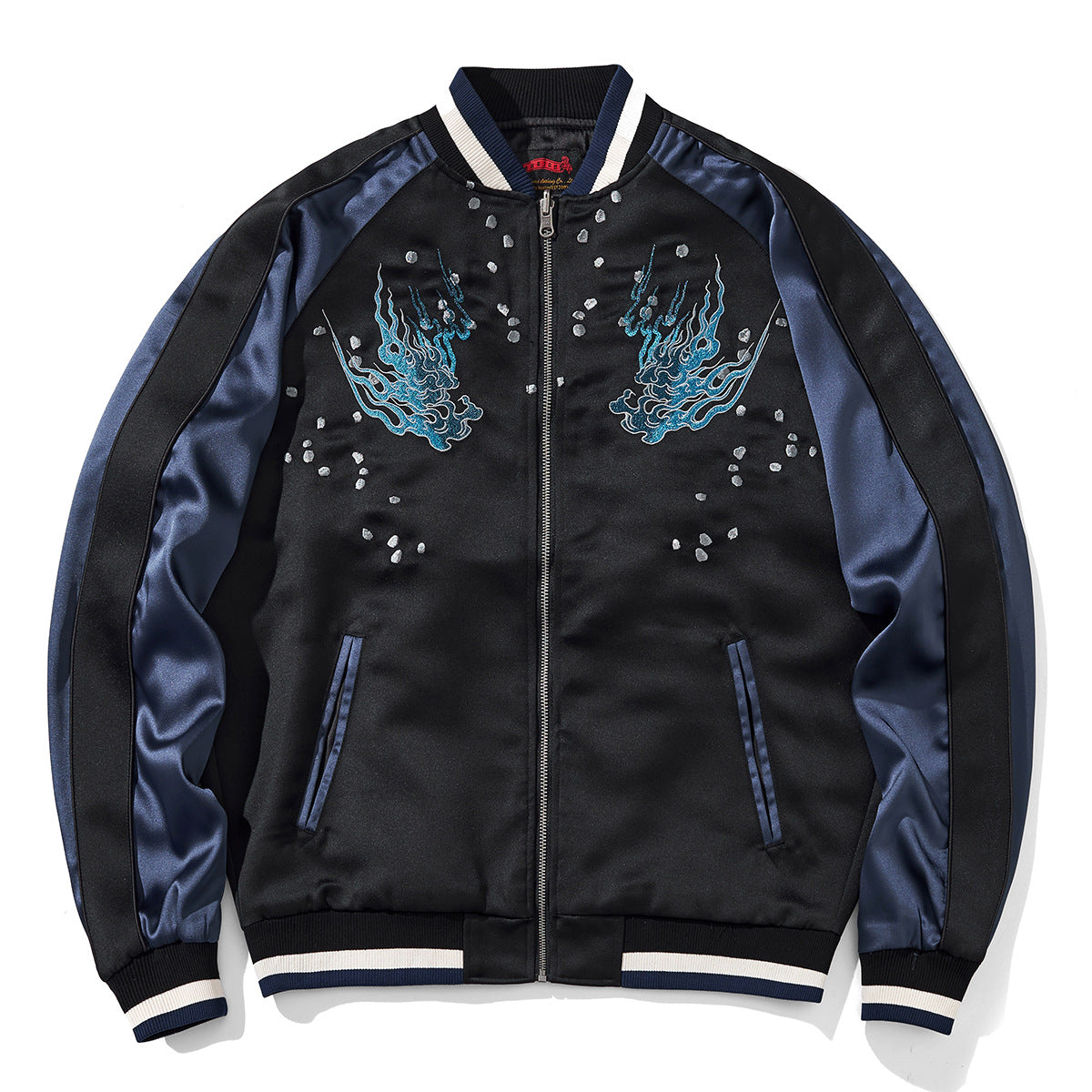 Heavy Duty Embroidered Mighty Tiger Descending Design Mens Casual Baseball Jacket