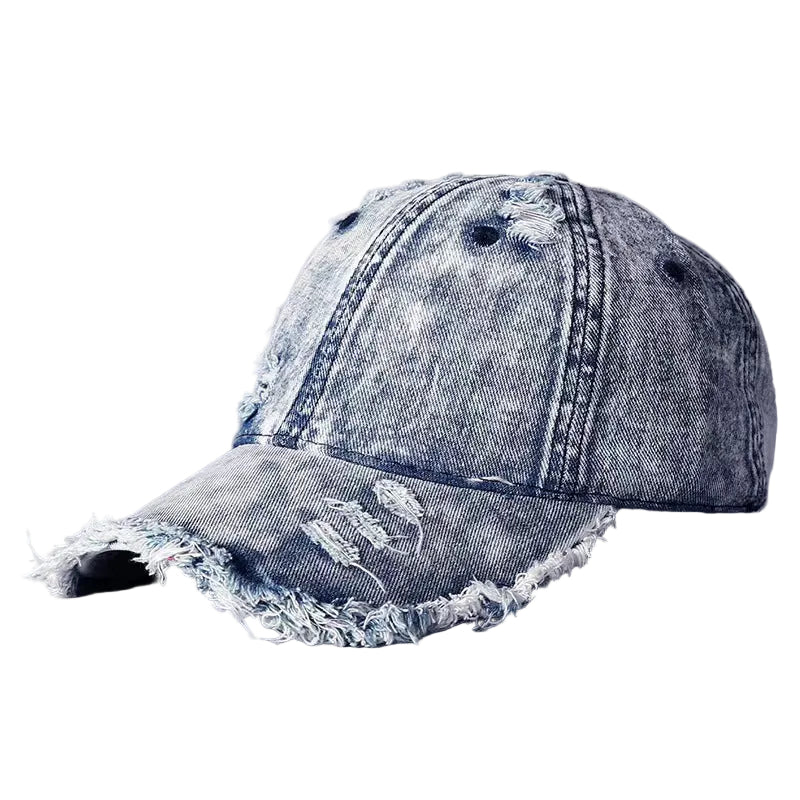 Washed Denim Burr Baseball Cap For Men And Women