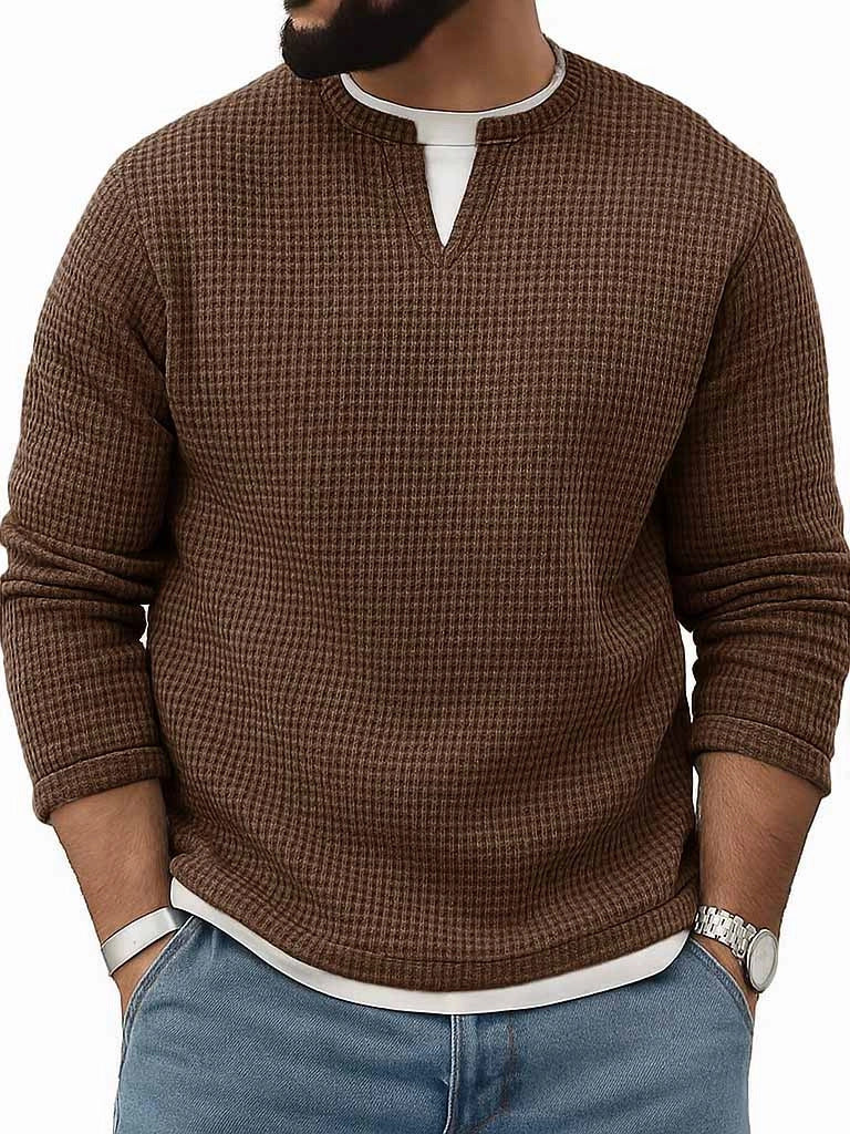 Mens FallWinter Two-Piece Crew-Neck Long-Sleeve Top