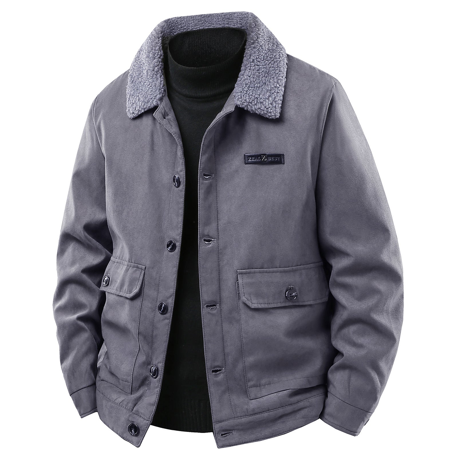 Men's Suede Collar Fleece-lined Thickened Jacket
