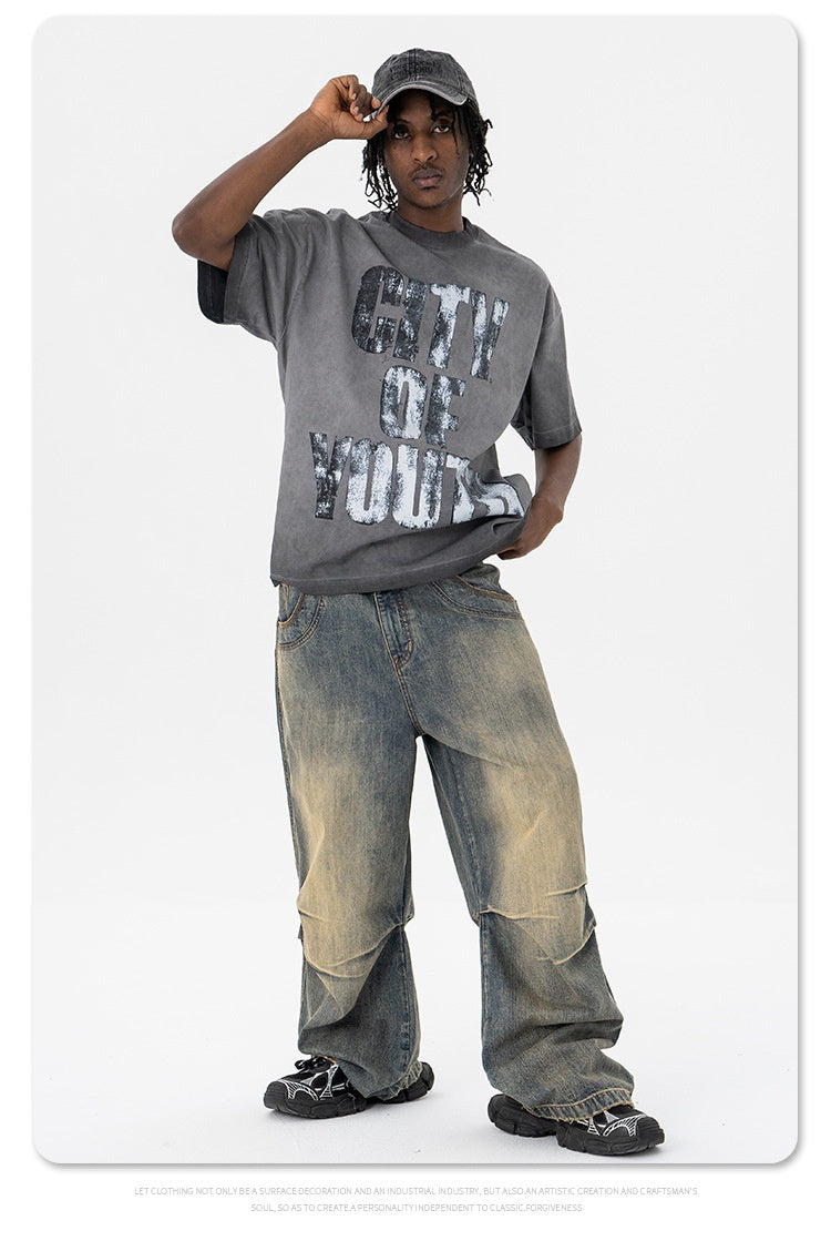 Mens Gradient Crew-Neck Short-Sleeve T-Shirt