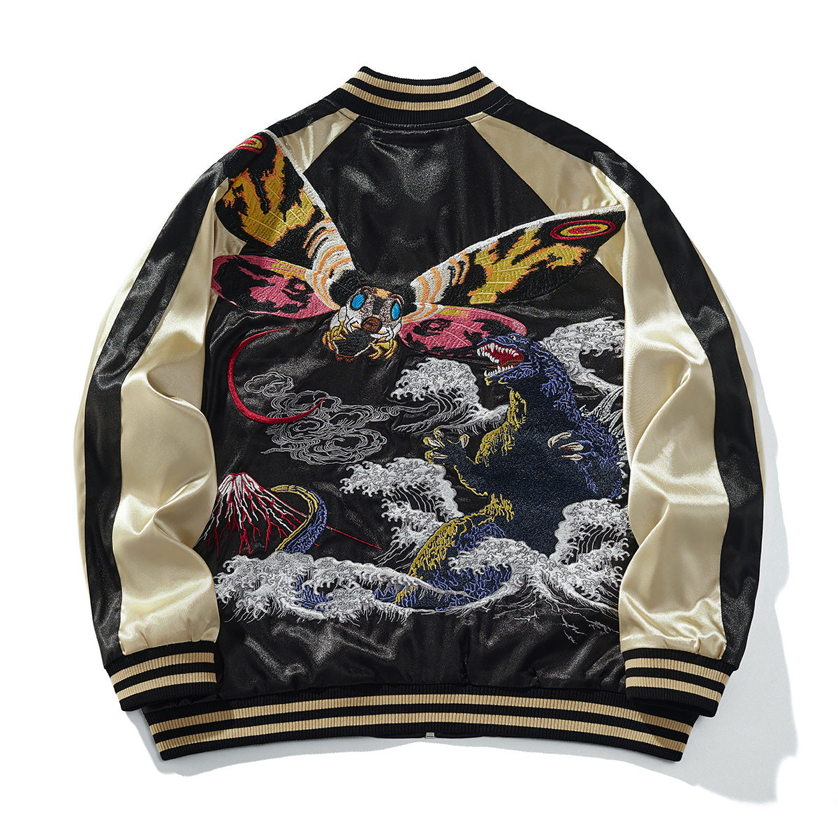 Heavy Duty Embroidered Dragon Mens Casual Streetwear Baseball Jacket