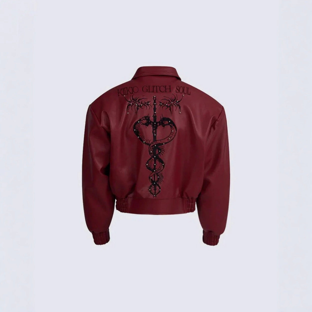 High Street Metallic Tack Decorative Pu Leather Coat