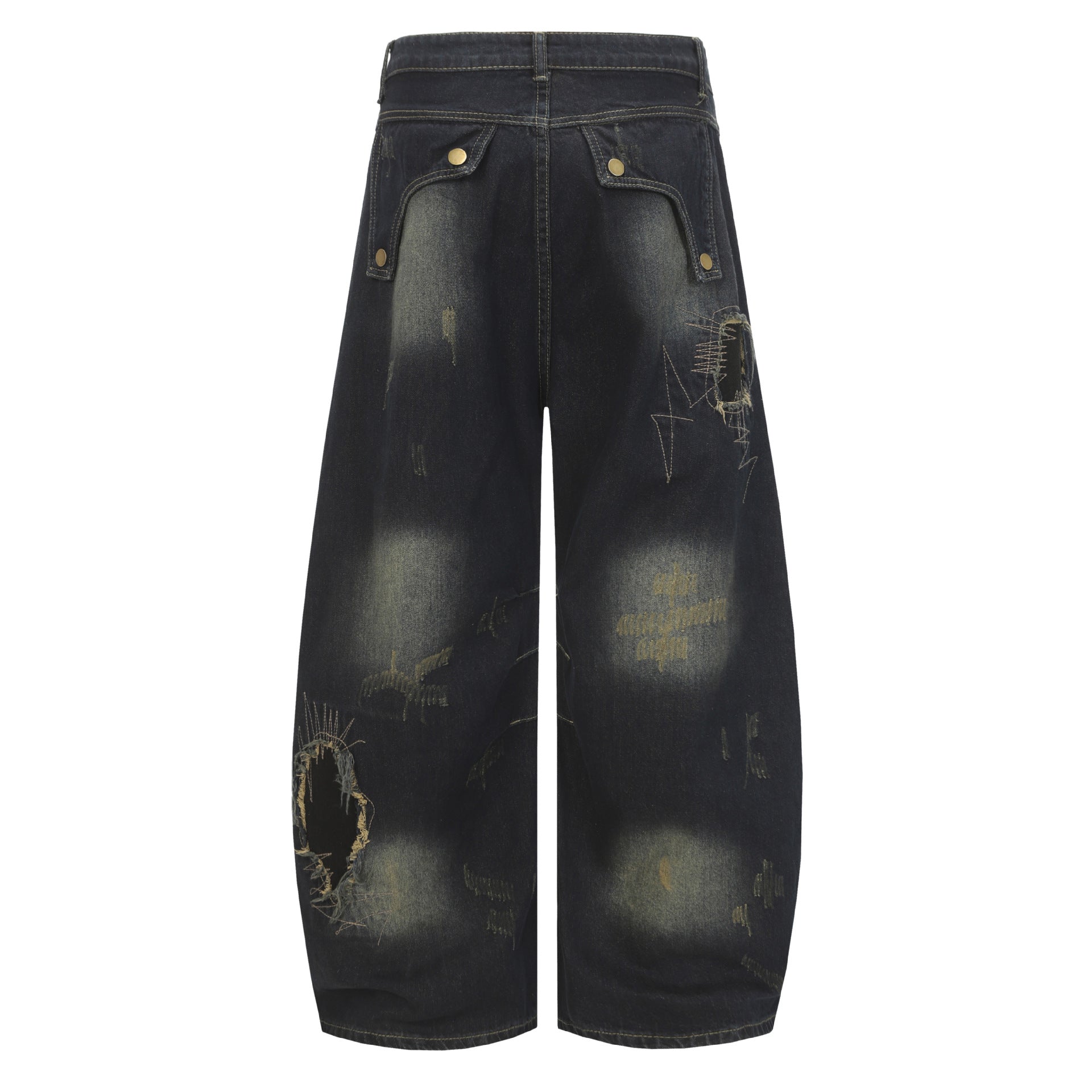 Major Post-apocalyptic Patch High-street Jeans With A Relaxed Wide-leg Fit