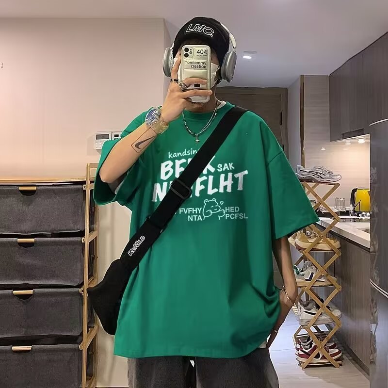 American Vintage Men's Pure Cotton Short-sleeved Loose Half-sleeve T-shirt