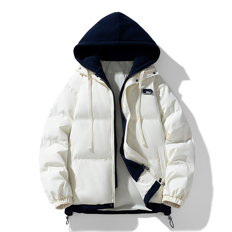 Fake Two-piece Cotton-padded Coat Thickened Hooded Warm Jacket