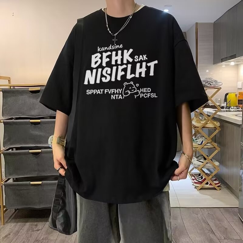 American Vintage Men's Pure Cotton Short-sleeved Loose Half-sleeve T-shirt