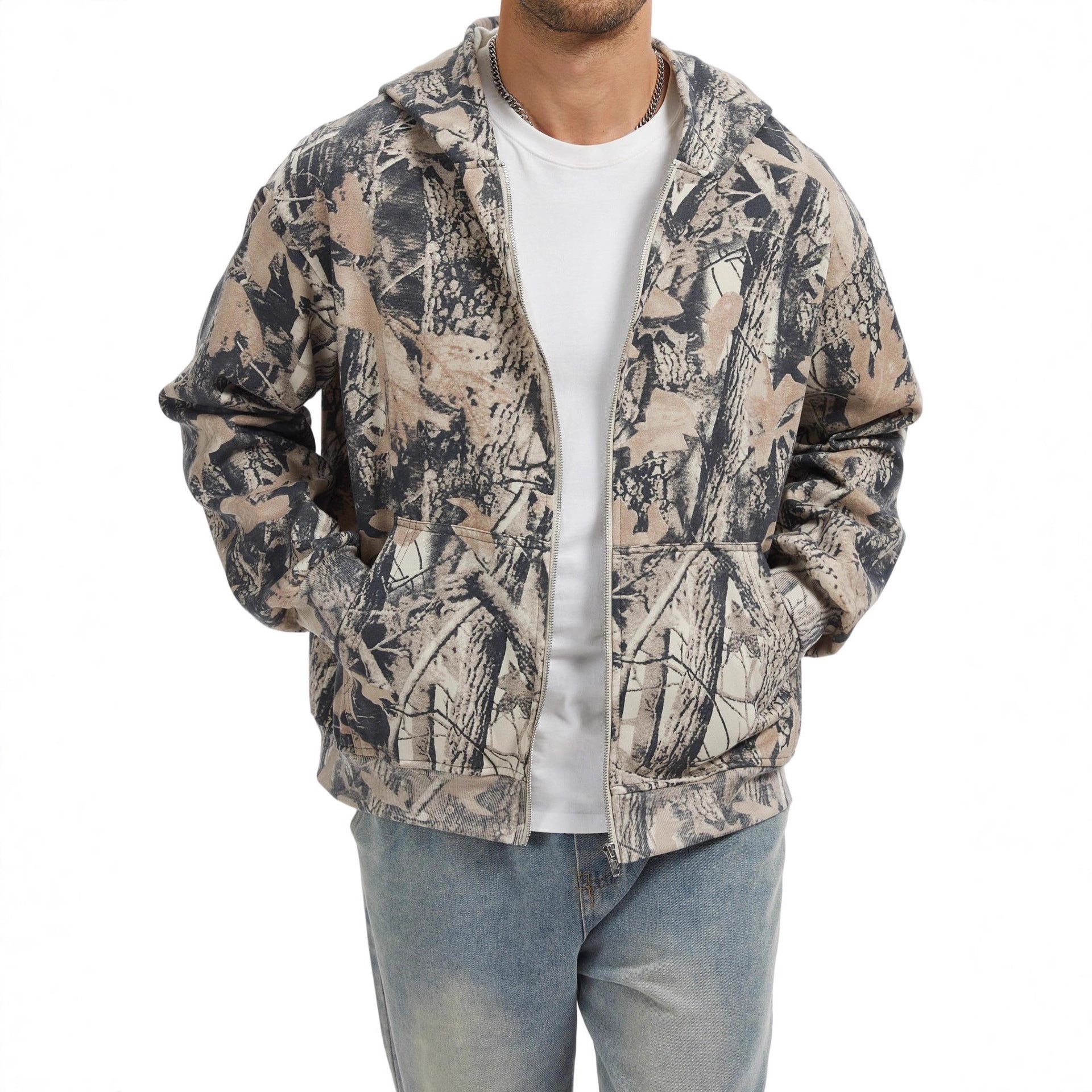 Men's Camouflage Zip-Up Hoodie Coat