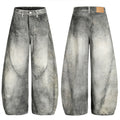 American-style Retro 3D-cut Patchwork Bootcut Denim Casual Pants