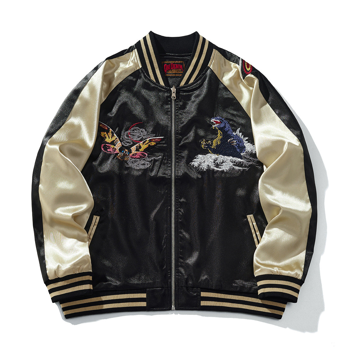 Heavy Duty Embroidered Dragon Mens Casual Streetwear Baseball Jacket