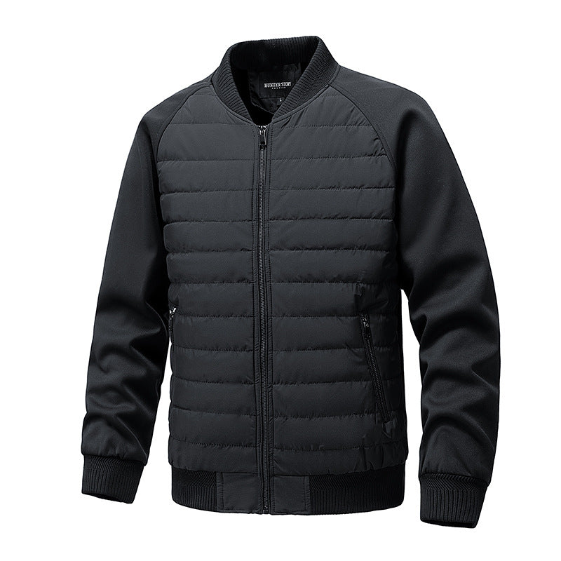 Baseball Collar Color-blocked Cotton-padded Jacket For Men