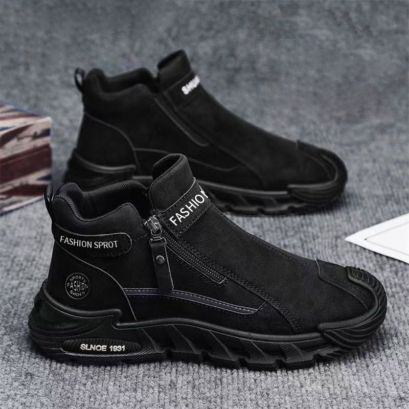 Trendy Mens Slip-resistant Workwear Shoes, Versatile Mens Footwear With A Zipper