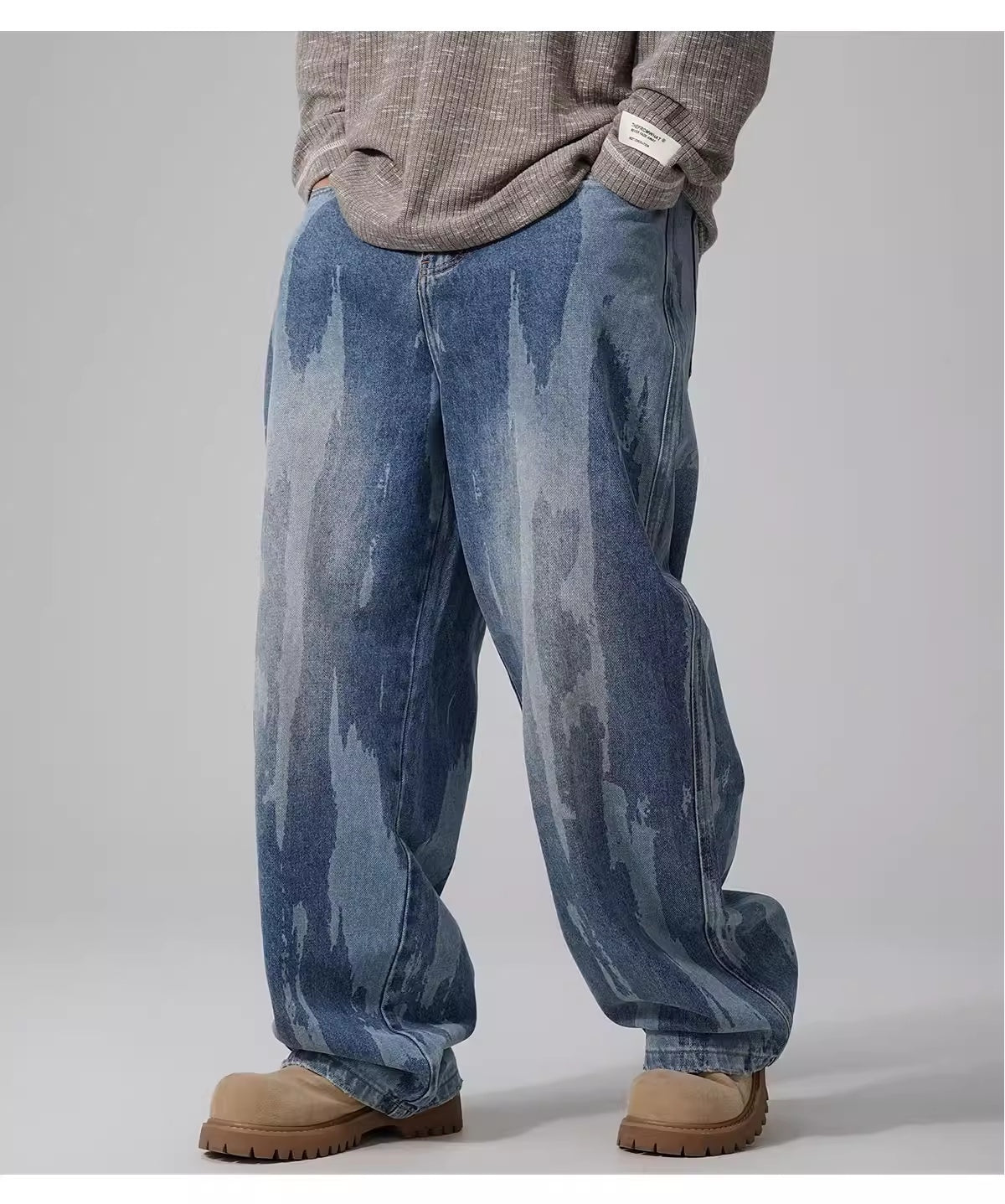 American-style Relaxed Straight-leg Washed Denim Jeans