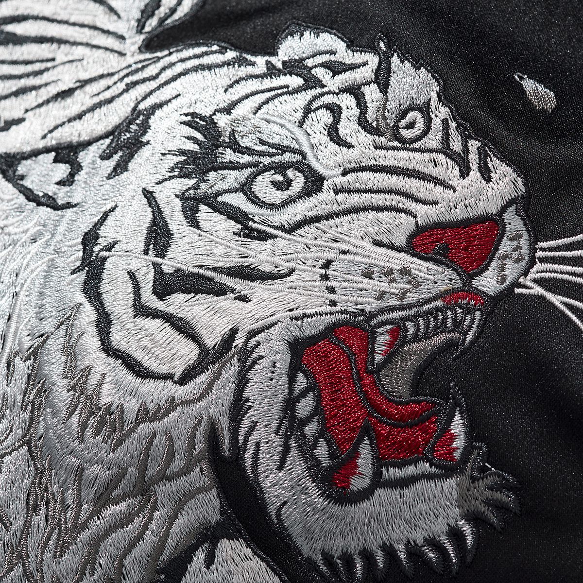 Heavy Duty Embroidered Mighty Tiger Descending Design Mens Casual Baseball Jacket