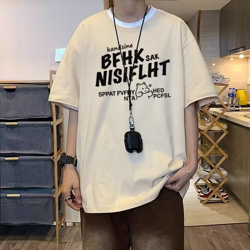 American Vintage Men's Pure Cotton Short-sleeved Loose Half-sleeve T-shirt