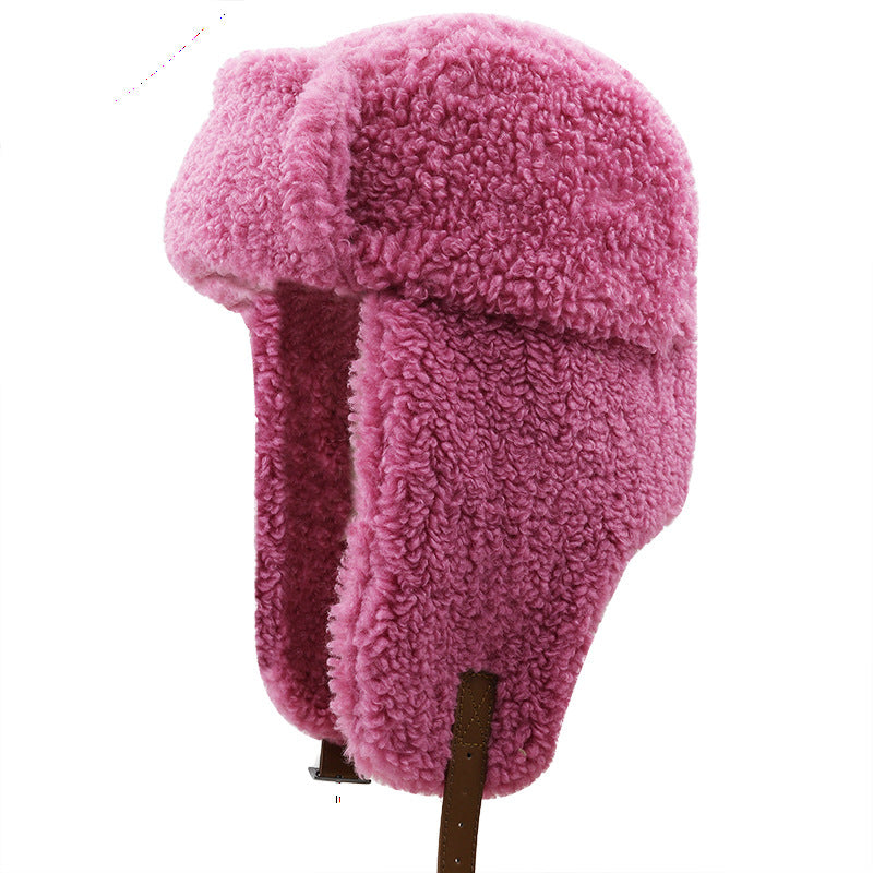 Lamb Fleece Cold-proof Hat For Winter Students Versatile For Riding