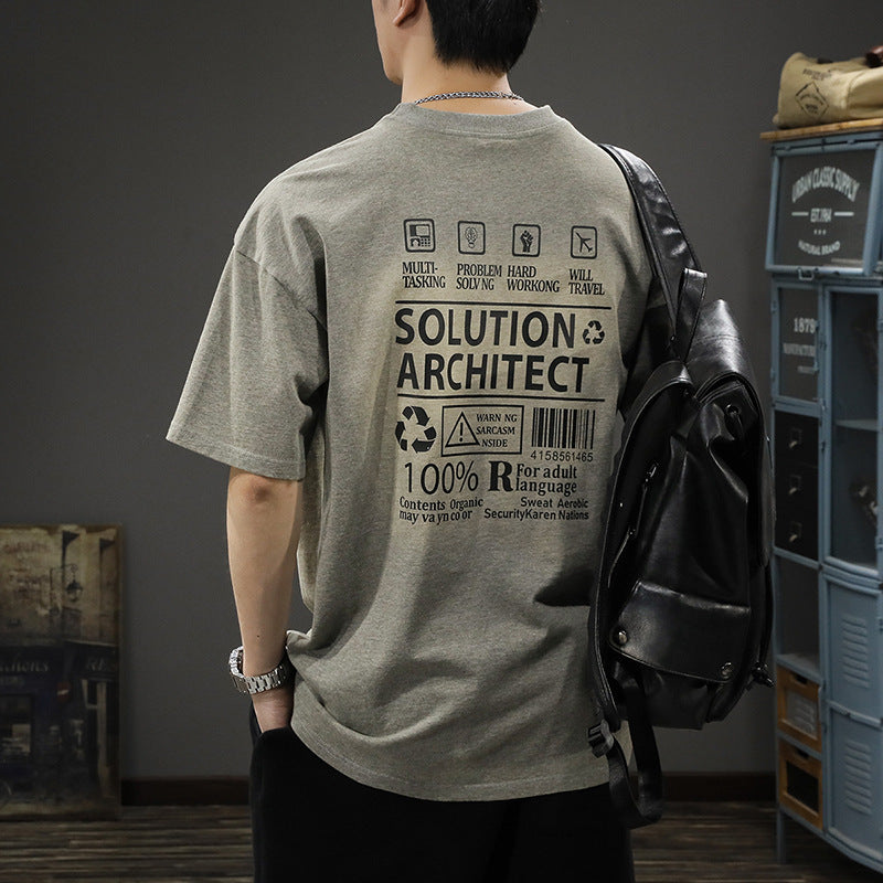 Retro Washed-print Short-sleeve T-shirt