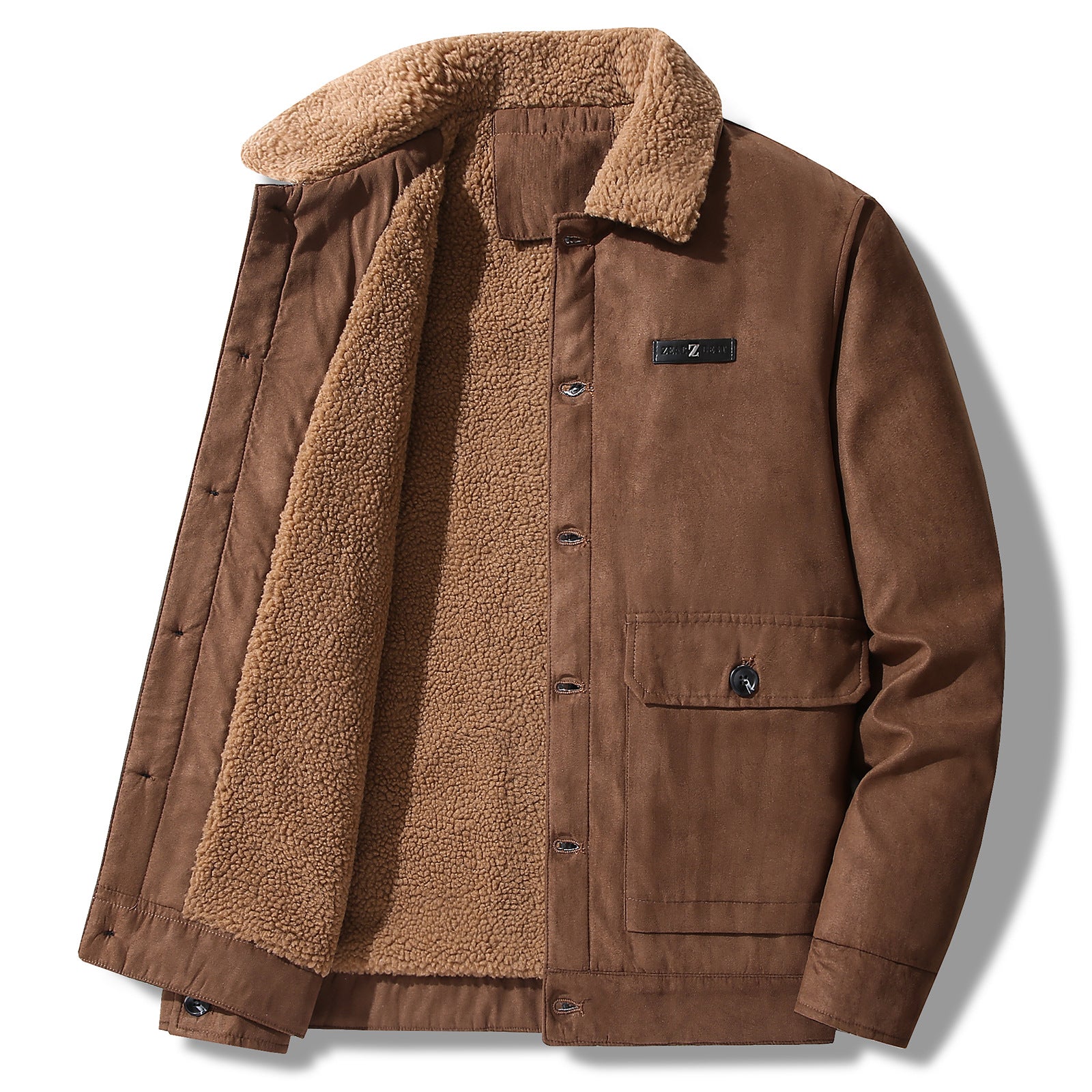 Men's Suede Collar Fleece-lined Thickened Jacket