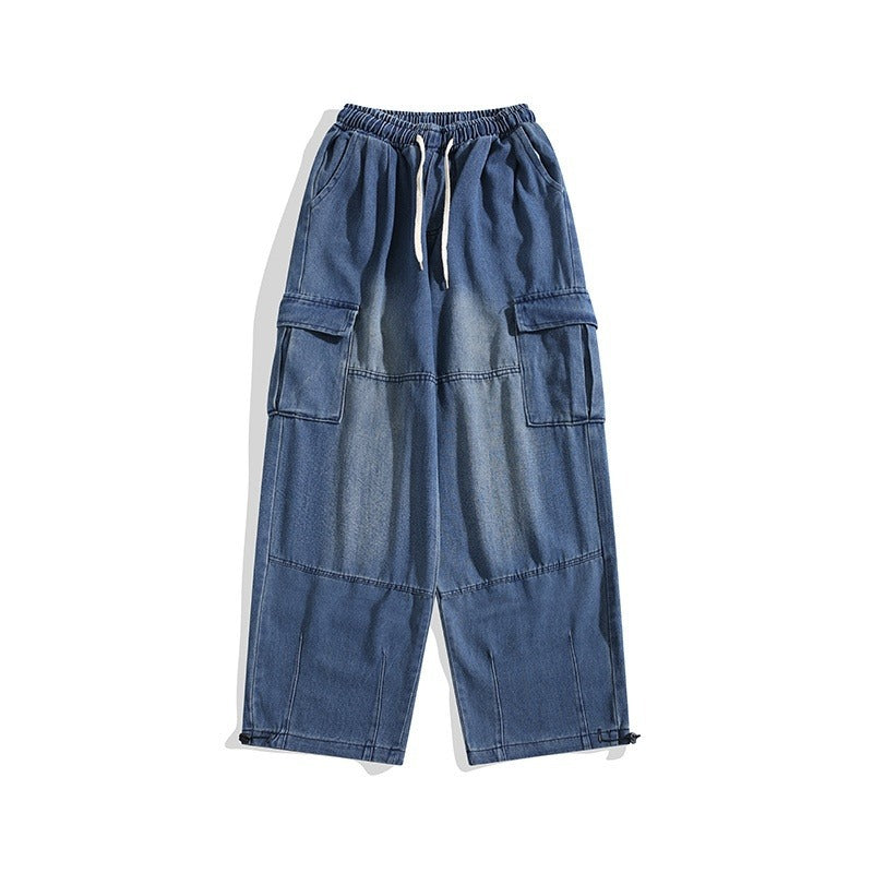 Hong Kong Style Retro Overalls Jeans Man