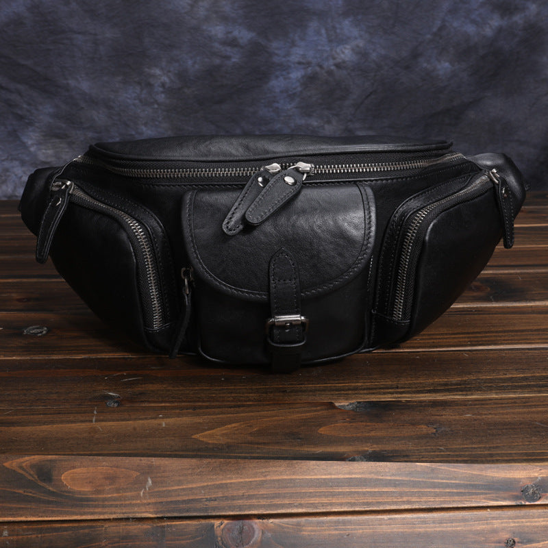 Outdoors Commute Slanted Chest Bag First Layer Cowhide High-grade All-match Trendy Backpack
