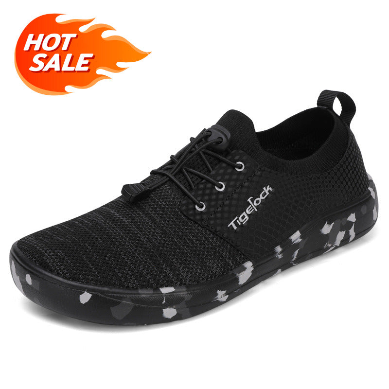 Outdoor Wide Toe Fly-knit Mesh Unisex Sports Shoes Slip-on Comfortable Casual Shoes