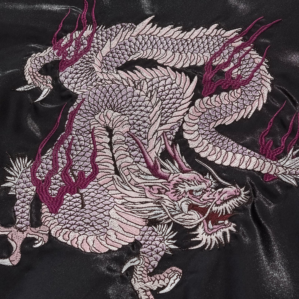 Embroidered Auspicious Clouds Purple Fire Dragon Casual Baseball Jacket