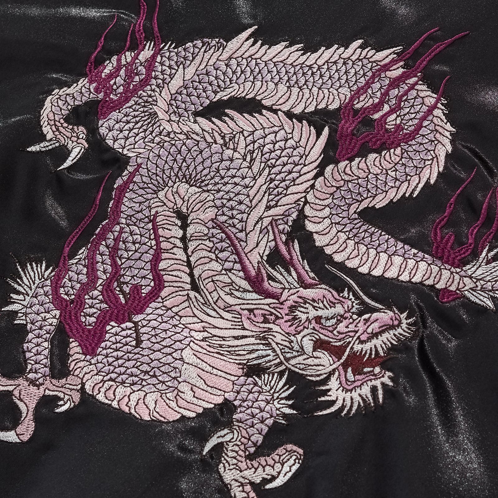 Embroidered Auspicious Clouds Purple Fire Dragon Casual Baseball Jacket