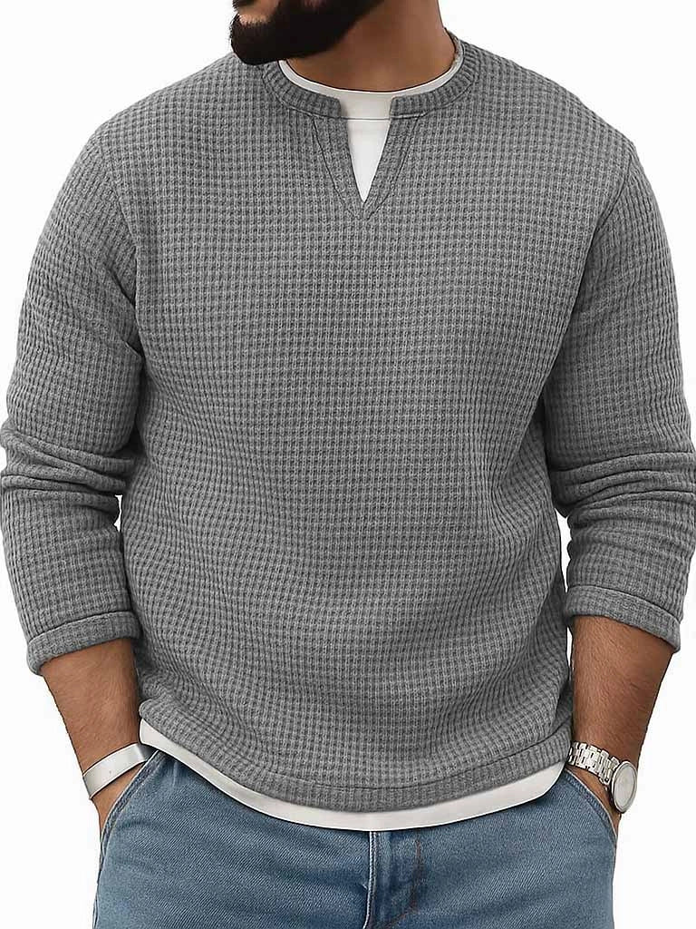 Mens FallWinter Two-Piece Crew-Neck Long-Sleeve Top