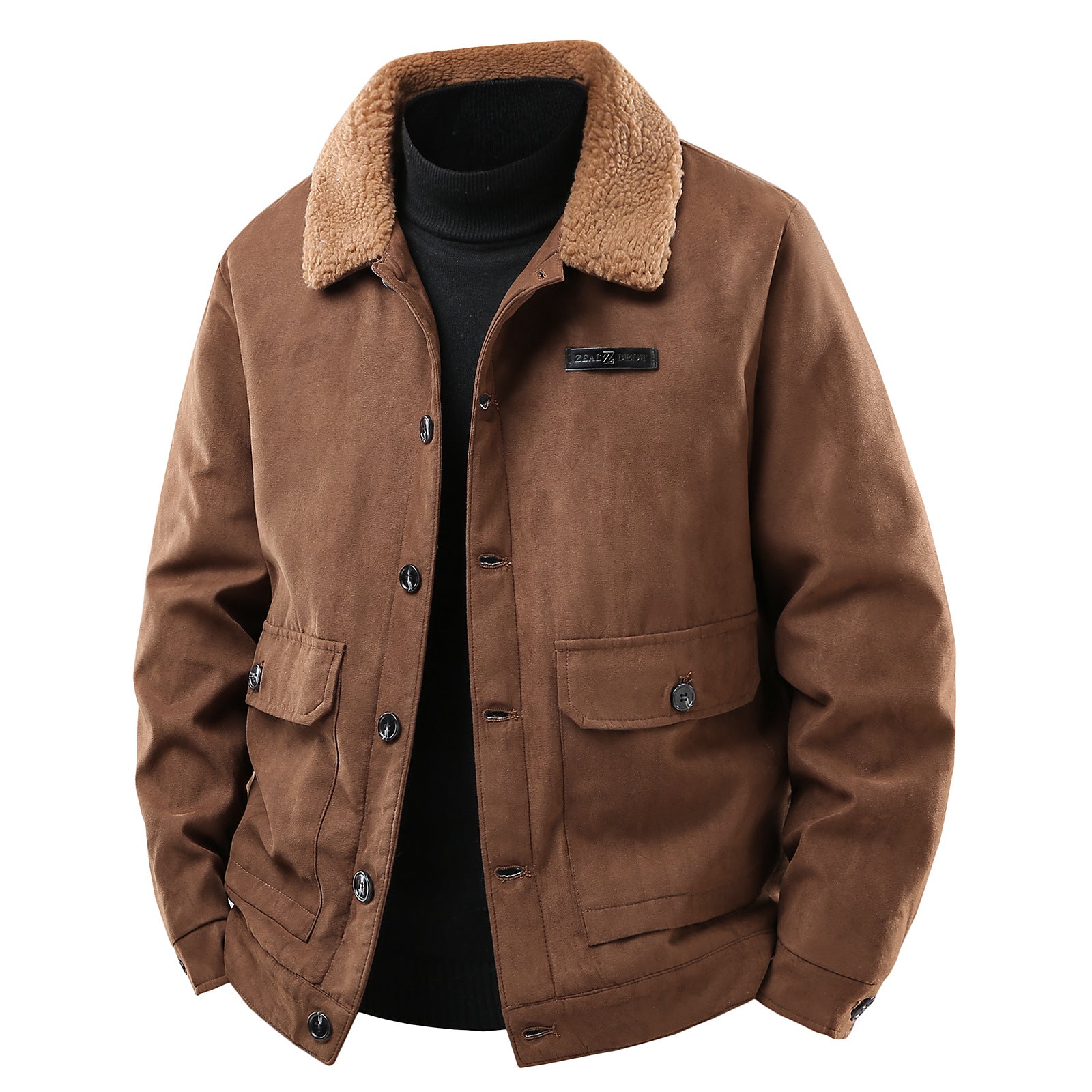 Men's Suede Collar Fleece-lined Thickened Jacket