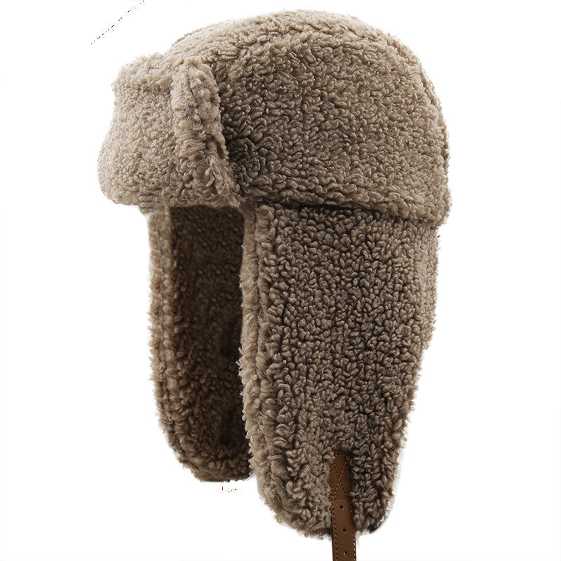 Lamb Fleece Cold-proof Hat For Winter Students Versatile For Riding